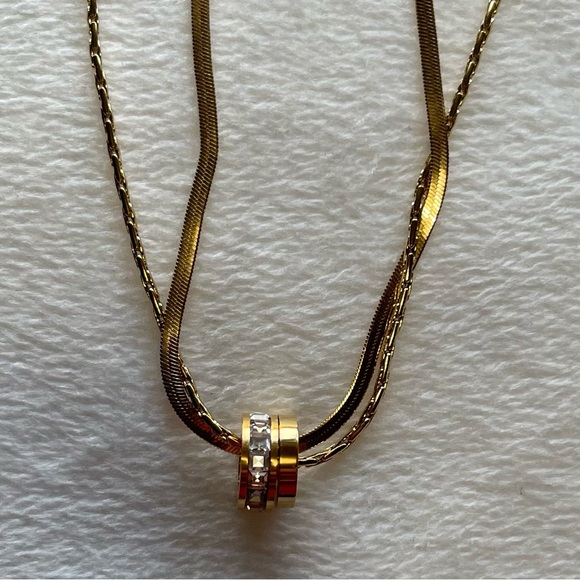 Brand New Titanium Steel Double Layer Clavicle Chain Necklace. - Picture 6 of 9